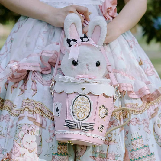 Japanese Original Lolita Cartoon Cute Rabbit Plush Shoulder Bag Sweet Kawaii Jk Uniform Oblique Span Bag