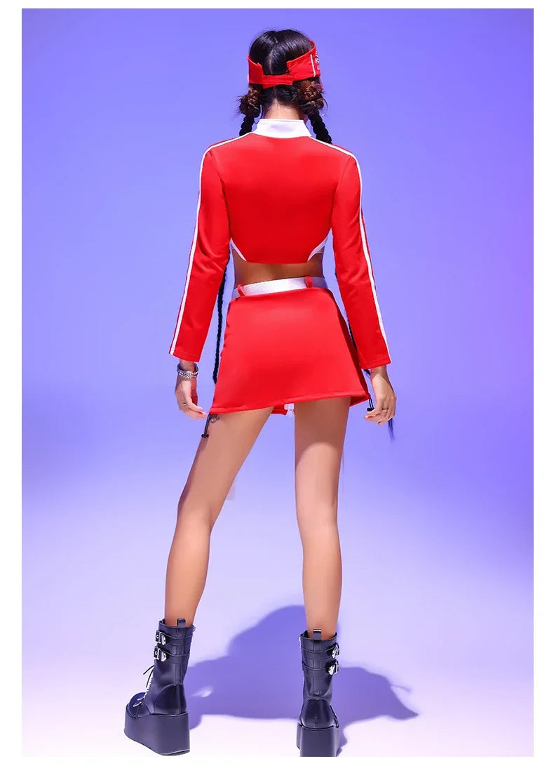 Women's Red Jazz Dance Performance Suit