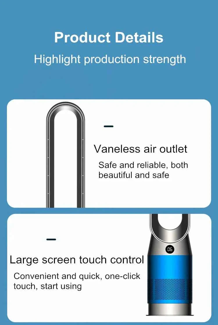 42 Inch 220V Bladeless Fan Dual-Purpose Cooling And Heating Home Silent Heater Quick Air Circulation And Purification Tower