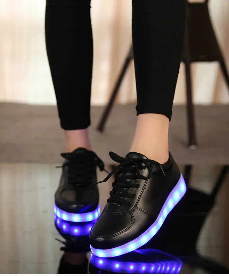 Comemore 2022 Adult Unisex Womens Mens Kid Luminous Sneakers Glowing USB Charge Boys LED Colorful Light-up Shoes Girls Footwear SS69