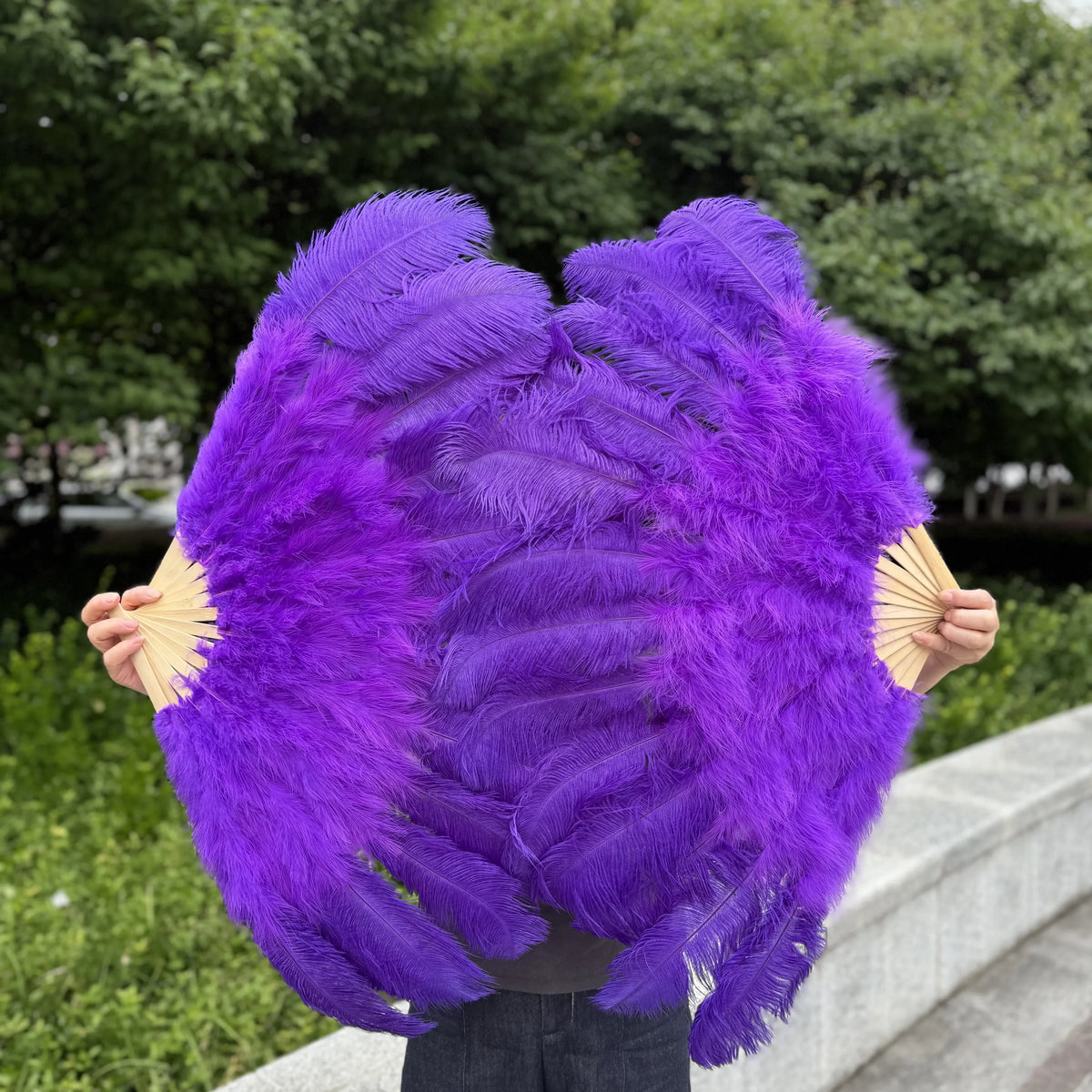 Large Ostrich Feather Fan 130cm - Carnival & Stage Performance