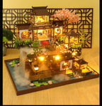 DIY Wooden Chinese Ancient Casa Miniature Building Kits Bookend With Lights Assembled Bookshelf Home Decoration Friends Gifts SS69
