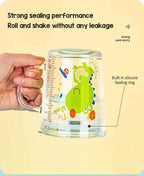 350ml Cute Unicorn Children Milk Cup With Scale Transparent Breakfast Cup With Straw Lid Cartoon Glass Cup For Kids Drinkware
