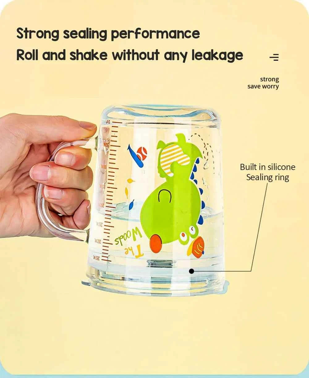350ml Cute Unicorn Children Milk Cup With Scale Transparent Breakfast Cup With Straw Lid Cartoon Glass Cup For Kids Drinkware