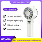 Outdoor Portable Mini Fan Handheld Fan with LED Display Semiconductor Refrigeration 100 Wind Speeds USB Rechargeable Battery Fan