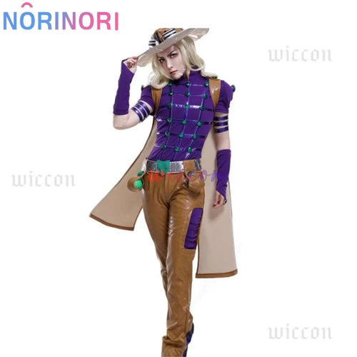 JoJo Spin Master Gyro Zeppli Cosplay Costume Spin Master Zeppli Cosplay Full Set Wig With Hat And Cloak For Halloween Costume