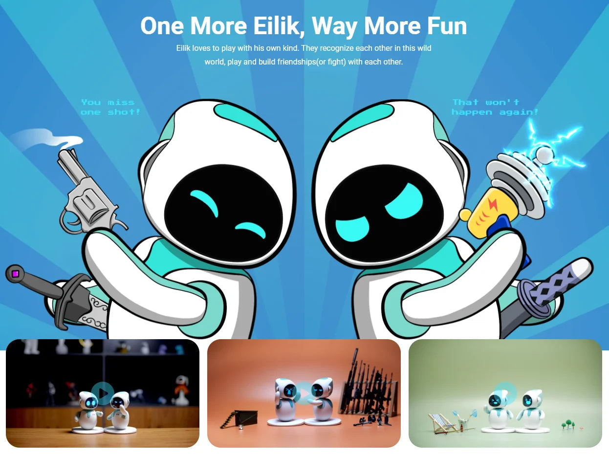 Duo Pack Eilik Smart Robot AI Artificial Intelligence Robots Accompany Lovely Children and Adults Desktop ai Pets 2pcs/set SS69