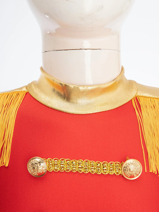 inlzdz Women's Circus Ringmaster Costume Sequin Tassel Leotard Dress