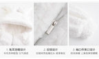 Lautaro Autumn Winter Sweet Cute Lovely Warm Soft White Short Faux Fur Coat Women  with Bunny Ears Fluffy Jacket Hoodie 2023 SS69