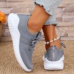 Women's White Slip-On Casual Sneakers - Breathable Fabric Upper & Lining, Elastic Side Panels for Easy Wear