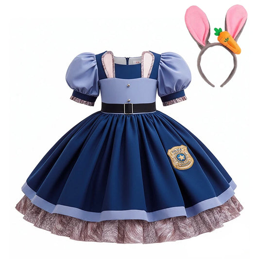 Disney Judy Hopps Zootopia Police Costume for Girls, Ankle-Length Satin Dress