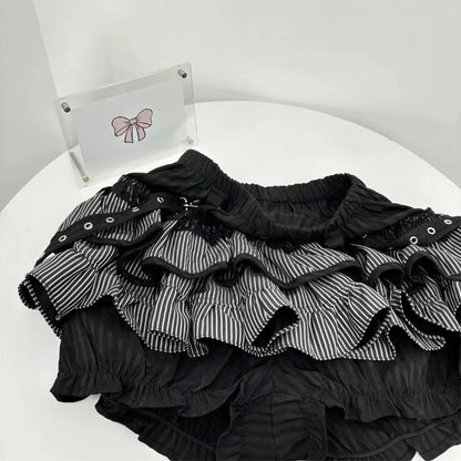 Japanese Sweet Y2k Elegant 2 Piece Set Woman Long Sleeve Chic Blouse+ Mini Ruffle Skirt Female Korea Style Rave Birthday Outfits SS69