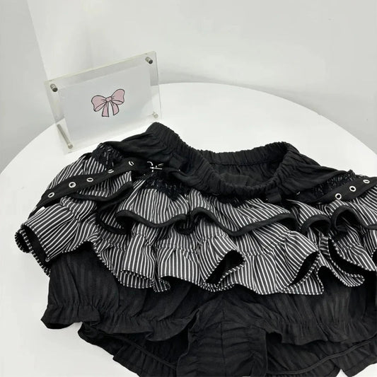 Japanese Sweet Y2k Elegant 2 Piece Set Woman Long Sleeve Chic Blouse+ Mini Ruffle Skirt Female Korea Style Rave Birthday Outfits SS69