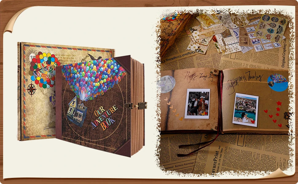 Our Adventure Book 146 Page DIY Handmade Photo Album Scrapbook Retro Kraft Album Anniversary Wedding Memory Mother's Day Gift SS69