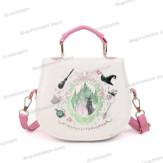 Classic Wicked Change for Good Women Crossbody Bag Fashionable Cartoon Witch's Wand Zipper Shoulder Bag Girl Funny Handbag Gift