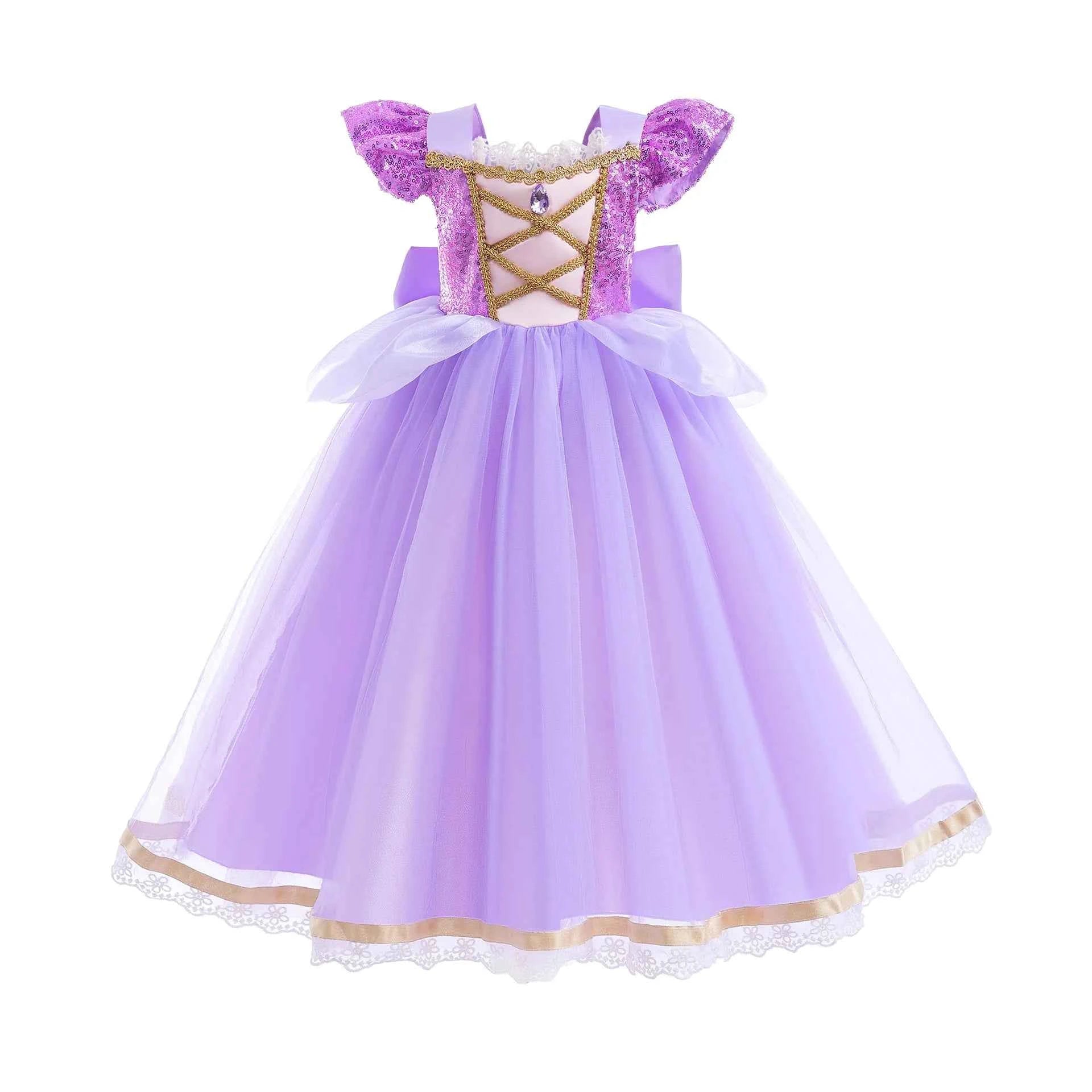 Summer Rapunzal Girl Princess Dress Cosplay Tangled Halloween Birthday Party Vestido Kids Birthday Costume