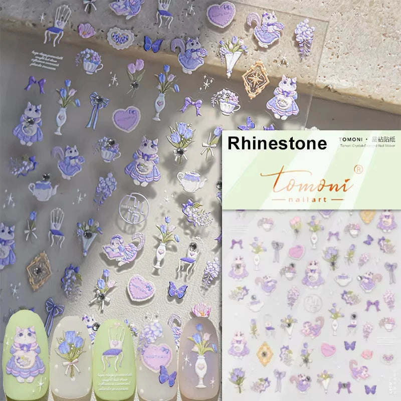 Cute Jelly Pink Cat Paw Print Nail Sticker Kawaii Pink Black Cat Claw 5D Embossed Self-Adhesive Nail Art Sticker Nail Art Decal SS69 7.69 TO4343