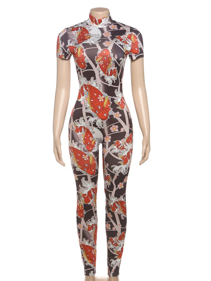 Nibber Sporty Backless Jumpsuit Women Peach Buttocks Fitness Shorts Sleeve Summer Trend Street Activity Casual Workout Overalls SS69