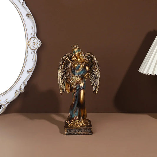 Greek Goddess of Fortune Resin Figurine Antique Style Home Office Sculpture