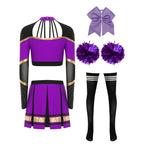 Women's Cheerleading Performance Costume Set with Crop Top and Skirt