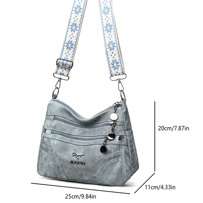 FXZLLQCN Vintage Faux Leather Multi-Layer Crossbody Bag