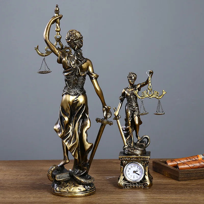 Themis Goddess of Justice Resin Statue - Antique Style Office Decor