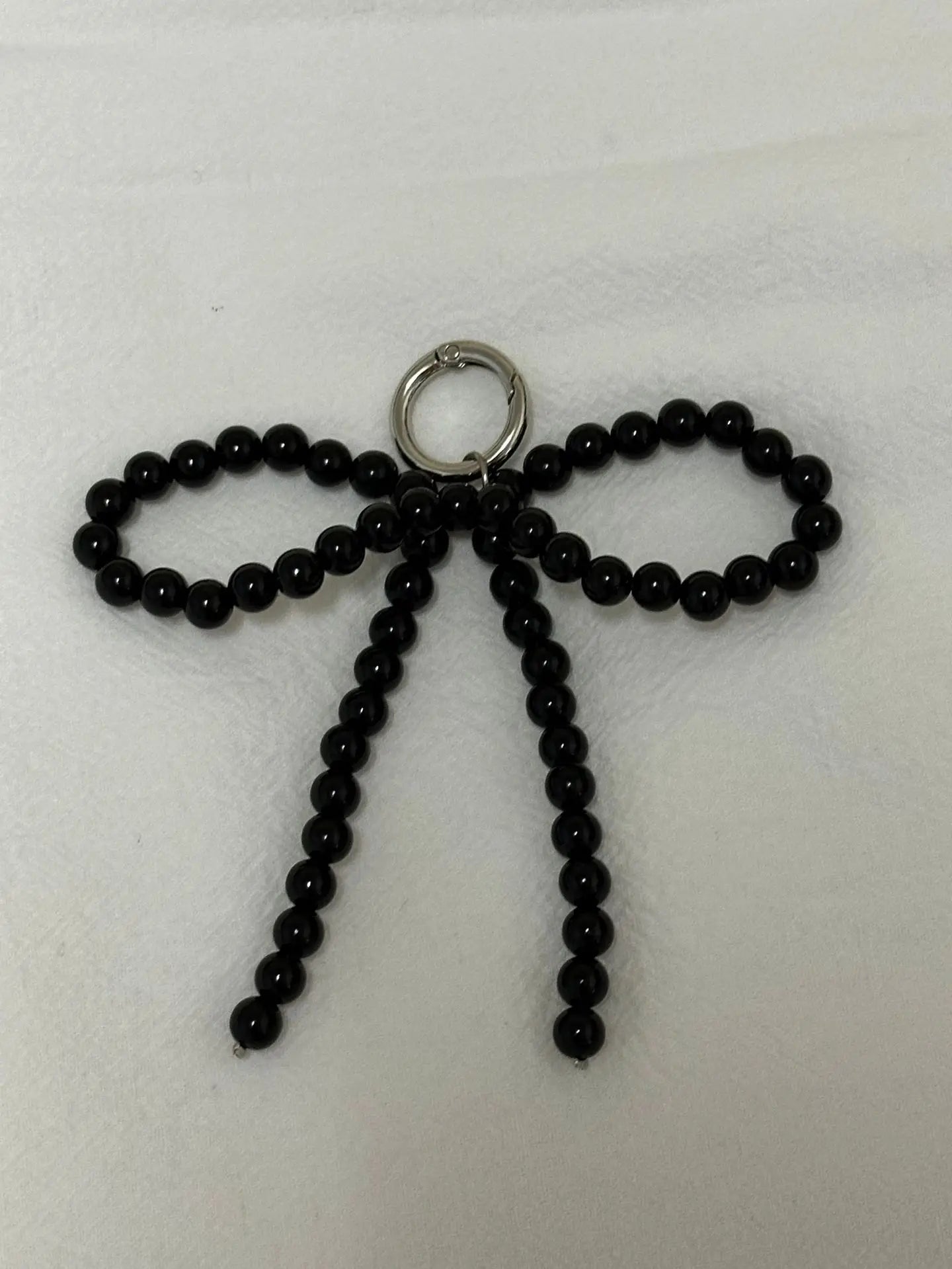 ZAKOL Y2K Korean Cute Beaded Pearl Bowknot Keychain for Women Girls Metal Bow Pendant Bag Decoration Accessories SS69 8.69 Black