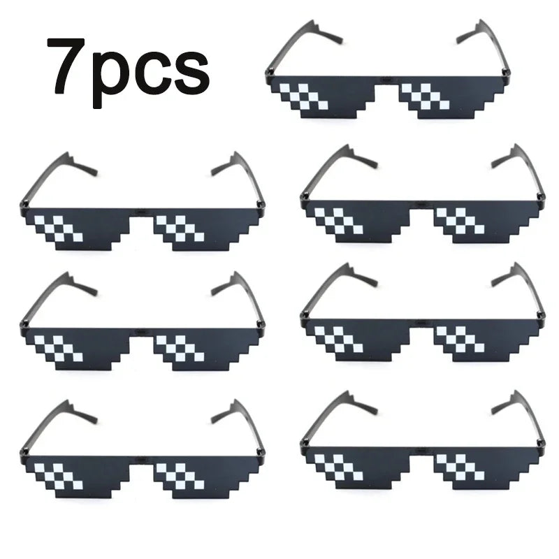 Pixelated Sunglasses with Mirror Lenses - Vintage Rimless Shades