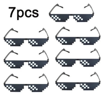 1-8pcs Mosaic Sunglasses Cool Party Vintage Shades Eyewear For Men Pixelated Sunglasses Funny Women Glasses