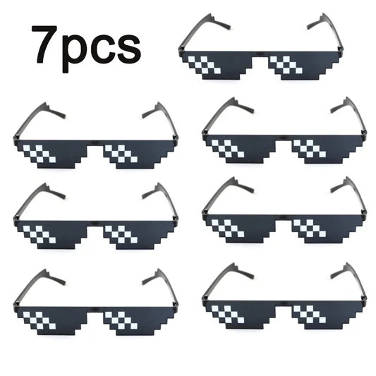 1-8pcs Mosaic Sunglasses Cool Party Vintage Shades Eyewear For Men Pixelated Sunglasses Funny Women Glasses