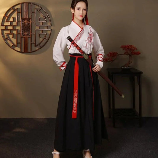 Chinese Hanfu Dress Women Clothing Vintage Ethnic Style Fashion Clothes Elegant Streetwear Casual Chinese Traditional Dress Men SS69
