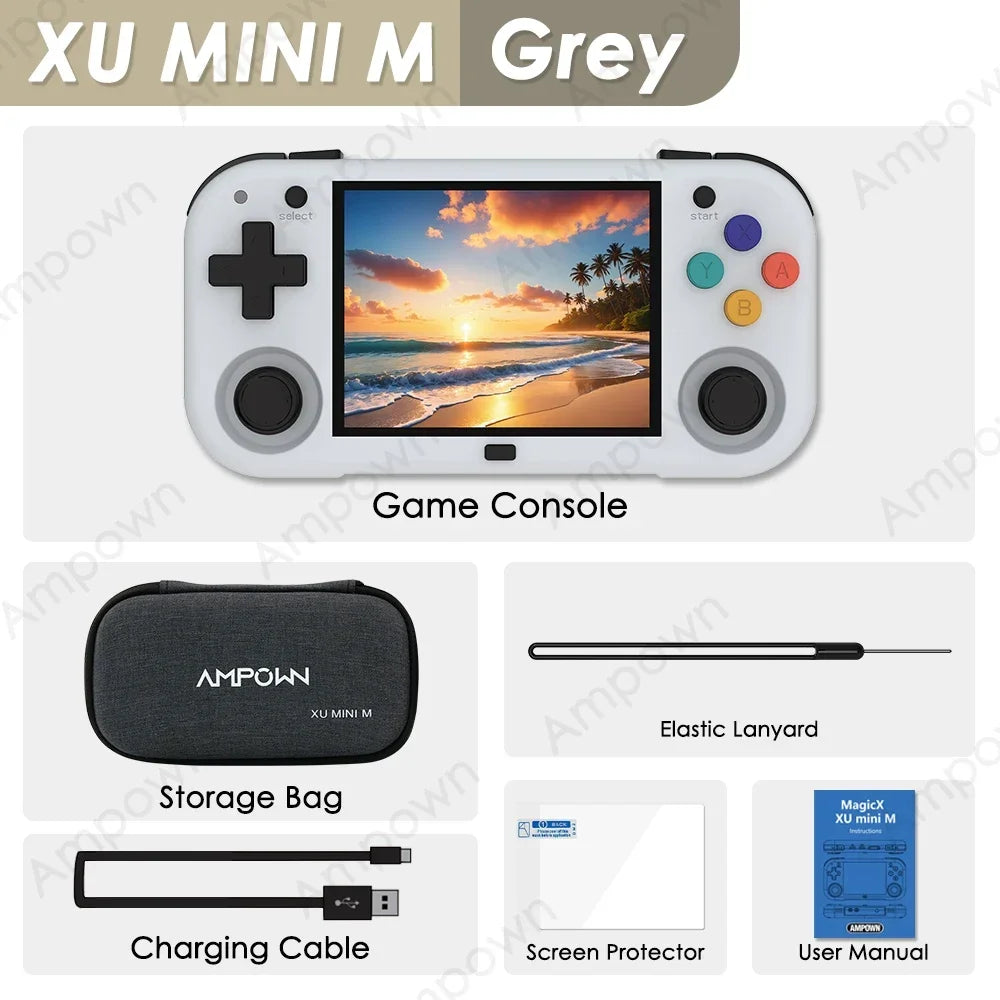 Ampown XU MINI M Handheld Game Console 2.8'' Screen Linux OS MINIM Retro Simulator Video Player Portable Console Children Gifts SS69 71.69 Grey / 128G(11K Games)