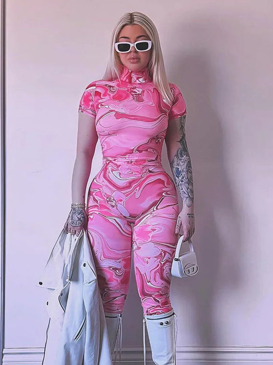 Nibber Sporty Backless Jumpsuit Women Peach Buttocks Fitness Shorts Sleeve Summer Trend Street Activity Casual Workout Overalls SS69 18.69 Rose Red / M