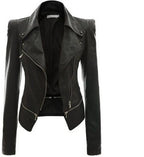 2025 Steampunk Rock Rivet Women's Leather Jacket Slim Short Streetwear Gothic Embroidery PU Leather Locomotive Coat Femme SS69