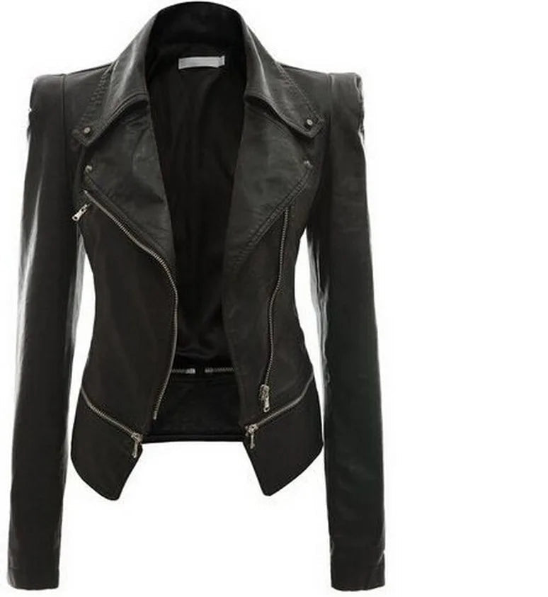 2025 Steampunk Rock Rivet Women's Leather Jacket Slim Short Streetwear Gothic Embroidery PU Leather Locomotive Coat Femme SS69