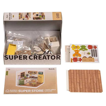 Robotime Rolife 3D Puzzle Model Super Store Series Happy Meals Kitchen Plastic DIY Miniature House Kit Building Blocks Kits