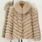 OFTBUY Women's Real Fox Fur Coat - Thick Warm Winter Jacket