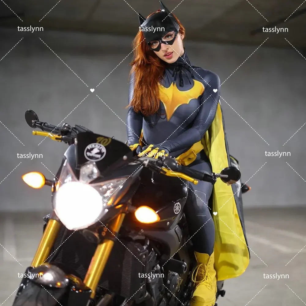 Bat Girls Cosplay Costumes Zentai Suit Bat Girl Bodysuit for Geek Girl Halloween Costumes for Women Excluding Cloak Belt Mask SS69