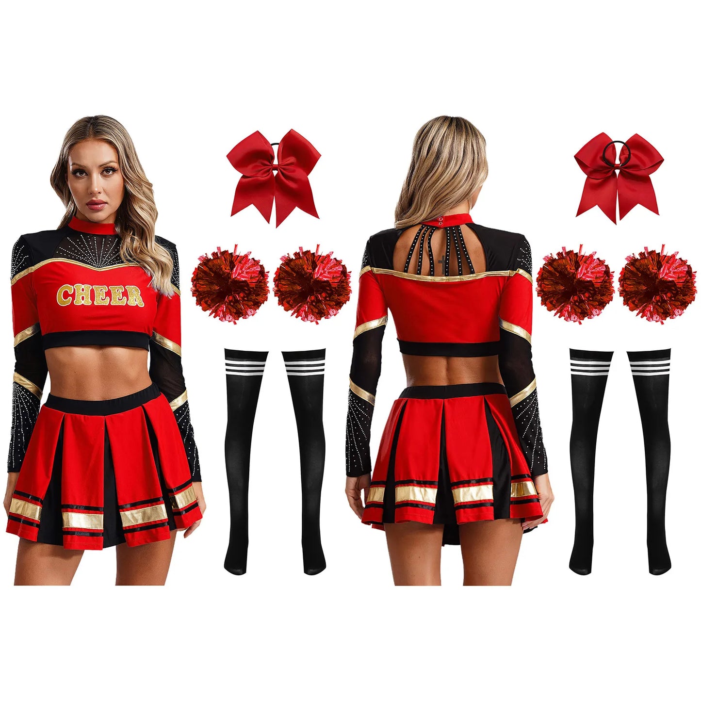 SS69 Women Cheerleading Performance Costume Set with Crop Top and Skirt