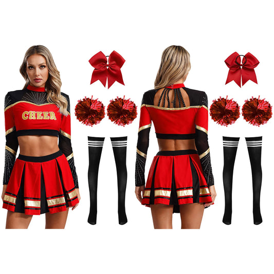 SS69 Women Cheerleading Performance Costume Set with Crop Top and Skirt