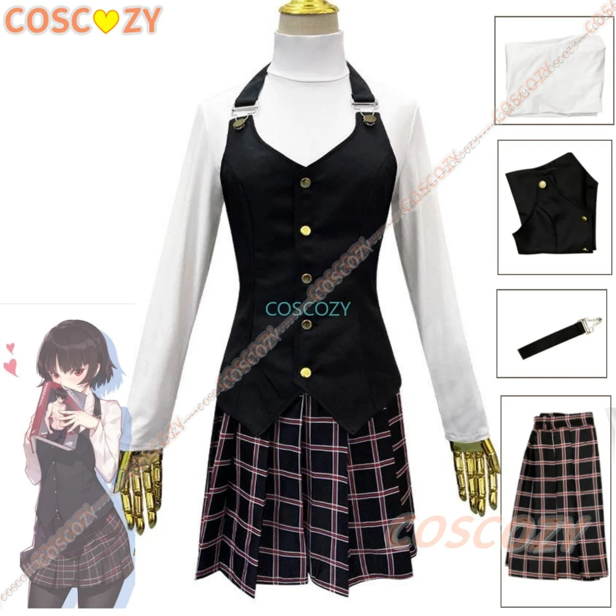 Game Cosplay Costume Queen Makoto Niijima Cosplay Costume Woman School Uniform Christmas Carnival Party Dress Wig Costumes SS69 53.69 Costume / L