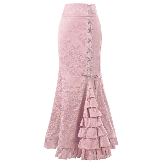 Vintage Gothic Long Skirts Women Punk Fish Tail Skirt New High Waisted Temperament Goth Skirt Festival Party Wear Woman Clothes