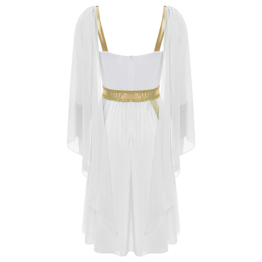 SS69 Women Ancient Greek Goddess Cosplay Costume Chiffon Sleeveless Dress