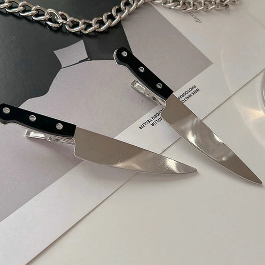 1/2pcs Creative New Gothic Emulation Knife Hair Clips Side Bangs Hairpin Funny Weird Knife Hairpins Women Girls Hair Accessories SS69