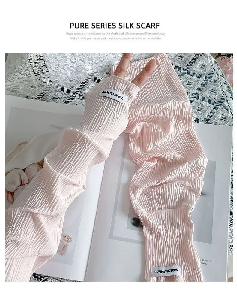 Ice Silk Sunscreen Arm Sleeves - UV Protection for Driving & Cycling