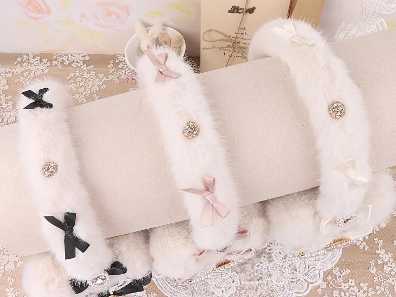 Sweet Mine Rhinestone Love Bow Earmuffs - Lolita Style