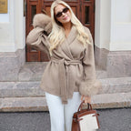 TARUXY Women's Double-Sided Wool Coat with Removable Sashes