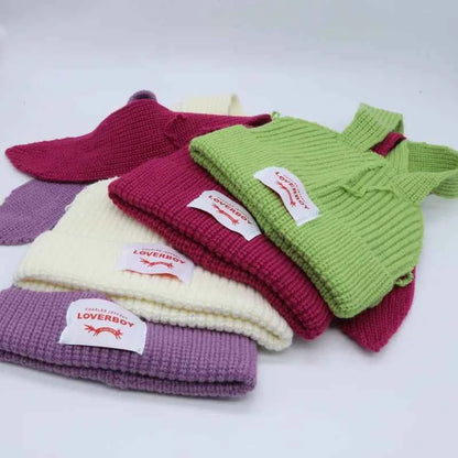 Long fox Ears Knitted Hat Men Women Rabbit Ear Warm Crochet Beanies Kpop Hip Hop Hat Winter Skullies Cap Y2k Christmas Gifty