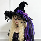 Fashion Halloween Witch Hat Gothic Dark Wizard Cap Lolita Cosplay Accessories Costume Headwear Party Photo Prop Festival Gift
