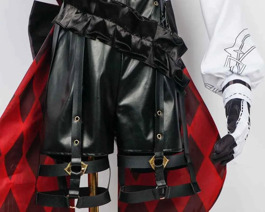 Genshin Impact Fontaine Lyney Cosplay Costume Magician Leather Uniform Short Hair Wig Glove Twins Halloween Carnival Game Outfit